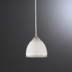 L.9671/14 Lampa wisząca biała patyna ze szklanym kloszem 14cm włoska