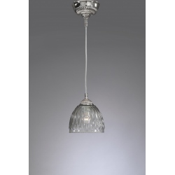 L.9800/14 Lampa wisząca srebrna ze szklanym kloszem dymionym 14cm