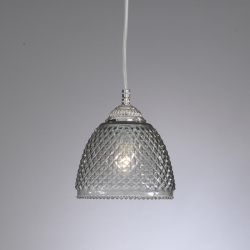 L.9801/14 Lampa wisząca srebrna ze szklanym kloszem dymionym 14cm