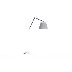 Zyta czarna lampa podłogowa z giętym ramieniem szarym abażurem 20-36cm