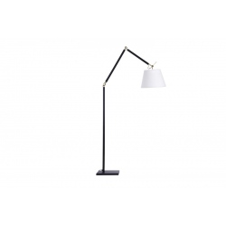 Zyta złota czarna lampa podłogowa z giętym ramieniem białym abażurem 20-36cm