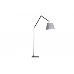 Zyta złota czarna lampa podłogowa z giętym ramieniem szarym abażurem 20-36cm