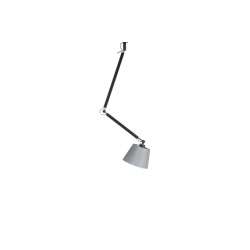 Zyta S czarna chrom lampa wisząca z giętym ramieniem i szarym abażurem 20-36cm