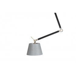 Zyta S czarna złota lampa wisząca z giętym ramieniem i szarym abażurem 20-36cm
