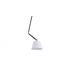 Zyta M czarna chrom lampa wisząca z giętym ramieniem i białym abażurem 20-36cm