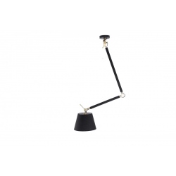 Zyta M czarna złota lampa wisząca z giętym ramieniem i czarnym abażurem 20-36cm