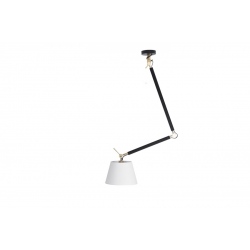 Zyta M czarna złota lampa wisząca z giętym ramieniem i białym abażurem 20-36cm