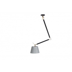 Zyta M czarna złota lampa wisząca z giętym ramieniem i szarym abażurem 20-36cm