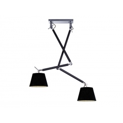 Zyta 2S czarna chrom lampa wisząca z giętymi ramionami i czarnymi abażurami 20-36cm