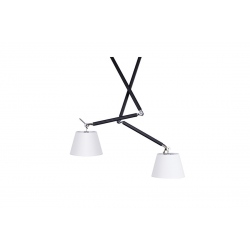 Zyta 2S czarna chrom lampa wisząca z giętymi ramionami i białymi abażurami 20-36cm