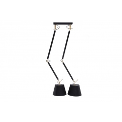 Zyta 2S czarna złota lampa wisząca z giętymi ramionami i czarnymi abażurami 20-36cm