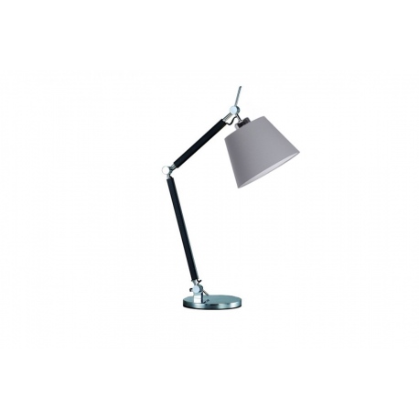 Zyta czarna chrom lampa biurkowa gięte ramię szary abażur Azzardo