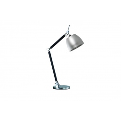 Zyta lampa biurkowa chrom czarna z giętym ramieniem i aluminiowym kloszem 18cm lub 23cm