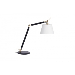 Zyta lampa biurkowa złota czarna z giętym ramieniem i białym abażurem 20cm lub 26cm
