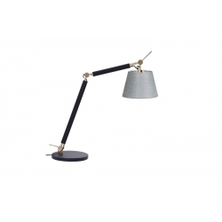 Zyta lampa biurkowa złota czarna z giętym ramieniem i szarym abażurem 20cm lub 26cm