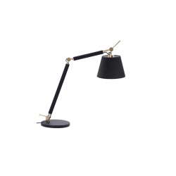 Zyta lampa biurkowa złota czarna z giętym ramieniem i czarnym abażurem 20cm lub 26cm