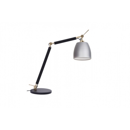 Zyta czarna złota lampa biurkowa gięte ramię aluminiowy klosz Azzardo