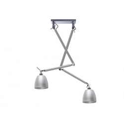 Zyta 2S alu chrom lampa wisząca z giętymi ramionami i aluminiowymi kloszami 18-23cm