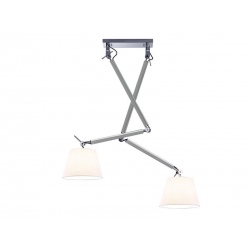 Zyta 2S alu chrom lampa wisząca z giętymi ramionami i białymi abażurami 20-36cm