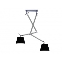 Zyta 2S alu chrom lampa wisząca z giętymi ramionami i czarnymi abażurami 20-36cm