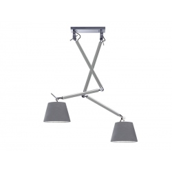 Zyta 2S alu chrom lampa wisząca z giętymi ramionami i szarymi abażurami 20-36cm