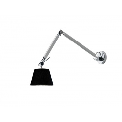 Zyta S kinkiet chrom aluminium z giętym ramieniem i czarnym abażurem 20-36cm