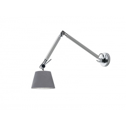 Zyta S kinkiet chrom aluminium z giętym ramieniem i szarym abażurem 20-36cm
