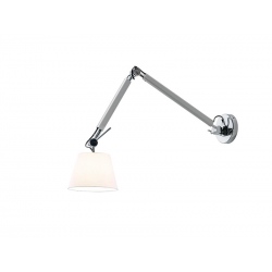 Zyta S kinkiet chrom aluminium z giętym ramieniem i białym abażurem 20-36cm
