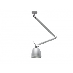 Zyta M aluminium chrom lampa wisząca z giętym ramieniem i aluminiowym kloszem 18cm-33cm