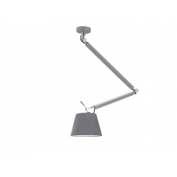 Zyta S aluminium chrom lampa wisząca z giętym ramieniem i szarym abażurem 20-36cm