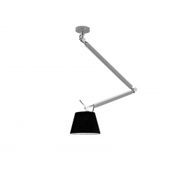 Zyta S aluminium chrom lampa wisząca z giętym ramieniem i czarnym abażurem 20-36cm