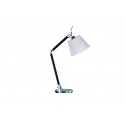Zyta lampa biurkowa chrom alu z giętym ramieniem i białym abażurem 20cm lub 26cm