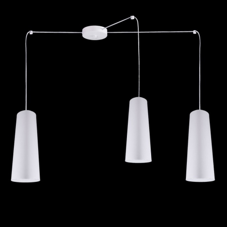 Koma Lino lampa wisząca potrójna z białymi stożkowymi abażurami Ramko