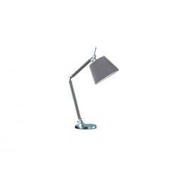 Zyta lampa biurkowa chrom alu z giętym ramieniem i szarym abażurem 20cm lub 26cm