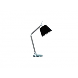Zyta lampa biurkowa chrom alu z giętym ramieniem i czarnym abażurem 20 lub 26cm
