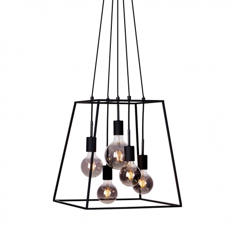 Almodovi lampa wisząca geometryczna czarna pięć żarówek 43cm Italux