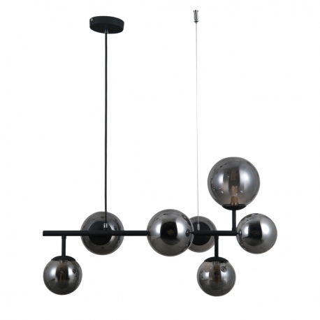 Frontera lampa wisząca czarna satynowa z dymionymi szklanymi kulami 65cm Italux