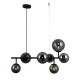 Frontera lampa wisząca czarna satynowa z dymionymi szklanymi kulami 65cm Italux