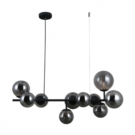 Frontera lampa wisząca czarna satynowa z dymionymi szklanymi kulami 80cm Italux