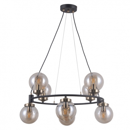 Galvez lampa wisząca czarna mosiężna ze szklanymi kulami na kole 62cm Italux