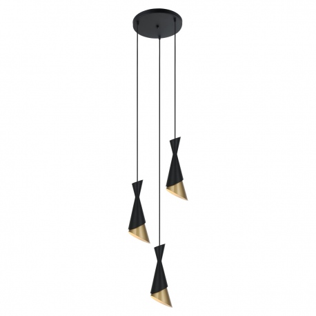 Malia lampa wisząca czarno złota potrójna na kole 33cm Italux