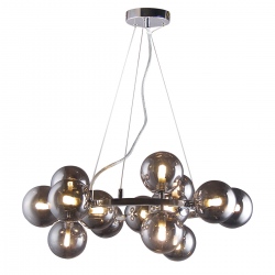 Marbelio lampa wisząca chrom ze szklanymi dymionymi kulami na kole 58cm