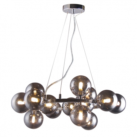 Marbelio lampa wisząca chrom ze szklanymi dymionymi kulami na kole 58cm Italux