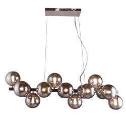Marbelio lampa wisząca chrom ze szklanymi dymionymi kulami na listwie 76cm