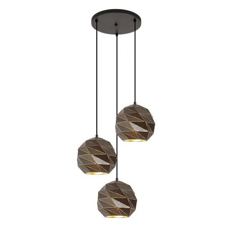 Palermo lampa wisząca  antracyt złota potrójna geometryczna na kole 49cm Italux