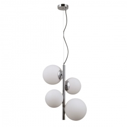 Riga lampa wisząca chrom z białymi kulami 41cm