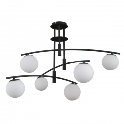 Senai lampa wisząca czarna z sześcioma szklanymi kulami 91cm