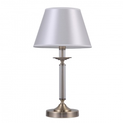 Solana lampa stołowa mosiądz patyna z białym abażurem 27cm