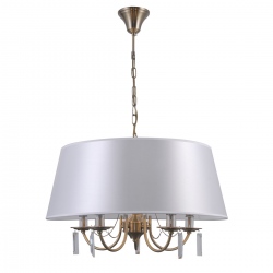 Solana lampa wisząca mosiądz patyna z białym abażurem 62cm