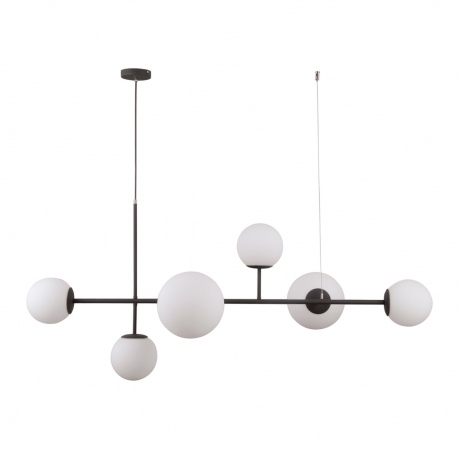 Vailante lampa wisząca czarna ze szklanymi kloszami kulami podłużna 115cm Italux